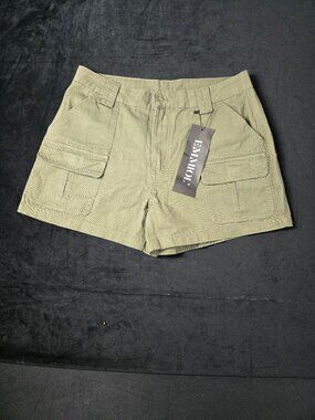 EMMIOL Women's Large Olive Cargo Utility Shorts Military Style NWT